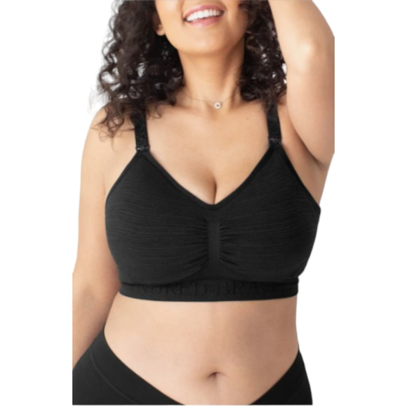 Kindred Bravely Black Jacquard Knit Sublime Hands-Free Pumping/Nursing Bra L/B - Picture 1 of 7